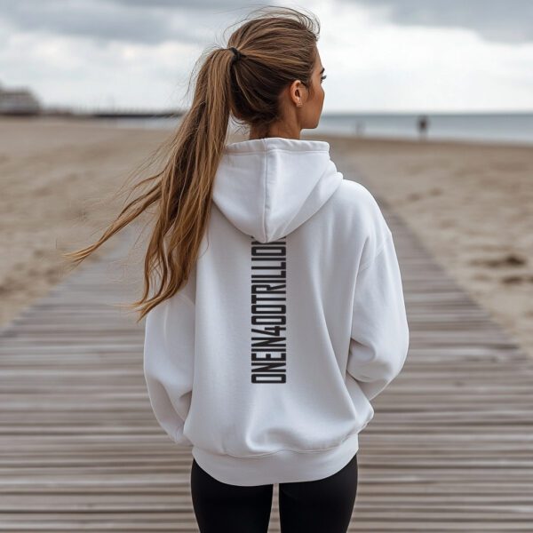 White Womens Trillion Vertical Heavyweight Hoodie - Image 2